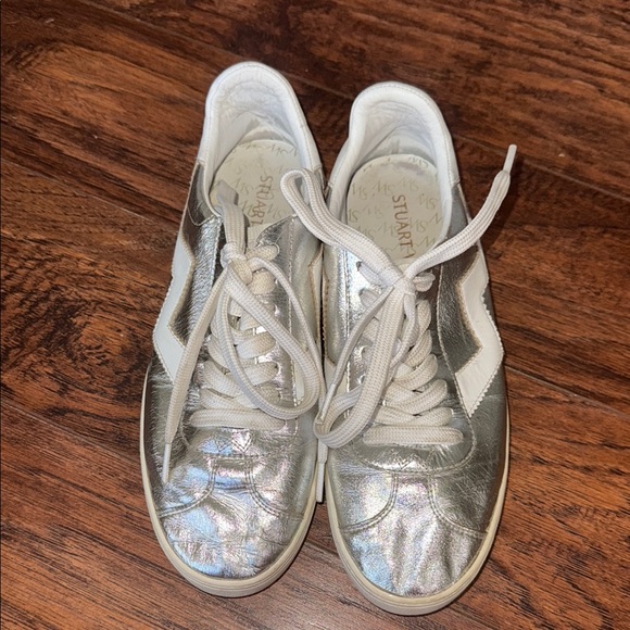 Stuart Weitzman Silver and White Women's Sneakers - Picture 5 of 14